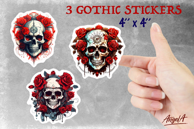 Skull stickers / gothic floral skull / gothic stickers PNG Sublimation Angelina Semenova 
