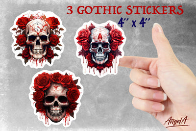 Skull stickers / gothic floral skull / gothic stickers PNG Sublimation Angelina Semenova 