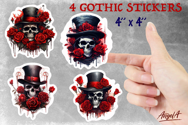 Skull stickers / gothic stickers PNG / skull with hat Sublimation Angelina Semenova 