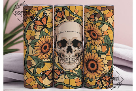 Skull Sunflower Butterfly 20oz Wrap Sublimation sassyprint 