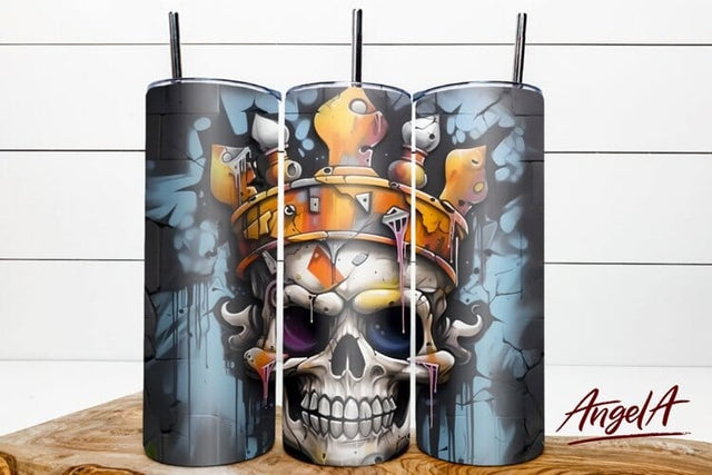 Skull tumbler / 3d horror tumbler wrap / 3d skull PNG Sublimation Angelina Semenova 