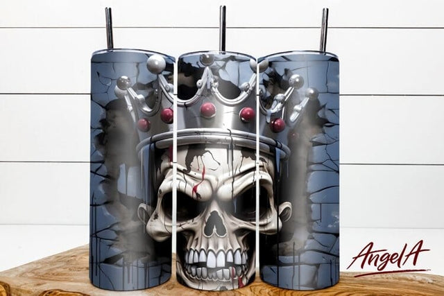 Skull tumbler / 3d horror tumbler wrap PNG / skull crown png Sublimation Angelina Semenova 