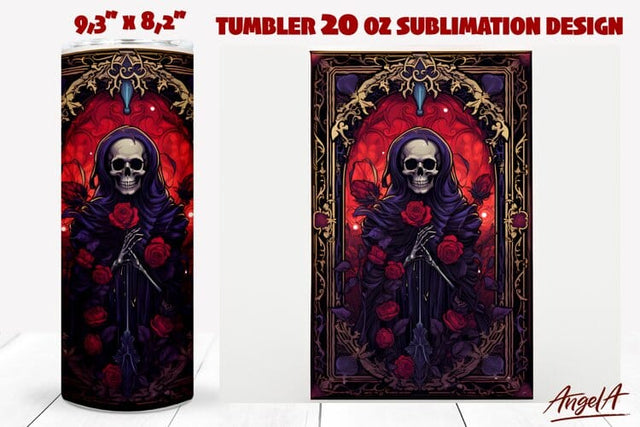 Skull tumbler sublimation / Gothic tumbler wrap / horror png Sublimation Angelina Semenova 
