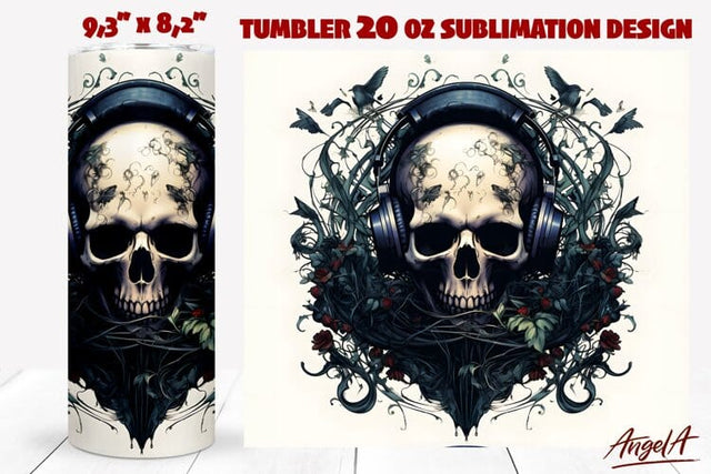 Skull tumbler sublimation wrap / music skull / flower skull Sublimation Angelina Semenova 