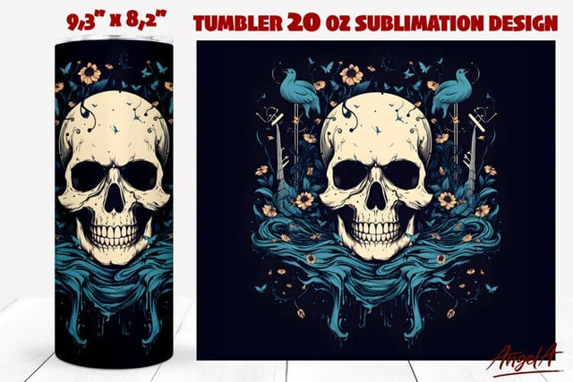 Skull tumbler sublimation wrap / music skull / Horror PNG Sublimation Angelina Semenova 