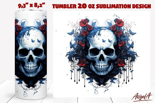 Skull tumbler sublimation wrap / music skull / Horror PNG Sublimation Angelina Semenova 