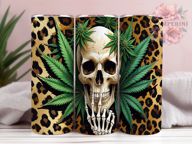 Skull Weed 20oz Funny Tumbler Wrap, Funny Tumbler, Skull Design, Cannabis Cup, Weed Tumbler, 20oz Sublimation, Stoner Gift, Unique Tumbler Sublimation Li Zamperini 