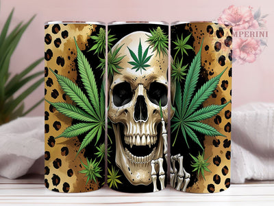 Skull Weed 20oz Funny Tumbler Wrap, Funny Tumbler, Skull Design, Cannabis Cup, Weed Tumbler, 20oz Sublimation, Stoner Gift, Unique Tumbler Sublimation Li Zamperini 