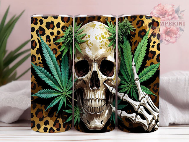 Skull Weed 20oz Funny Tumbler Wrap, Funny Tumbler, Skull Design, Cannabis Cup, Weed Tumbler, 20oz Sublimation, Stoner Gift, Unique Tumbler Sublimation Li Zamperini 