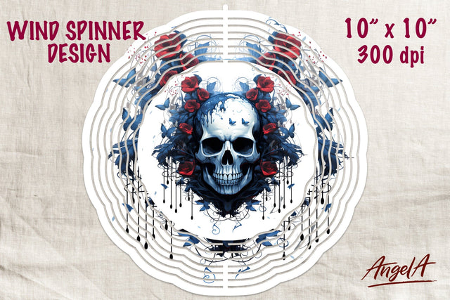 Skull wind spinner / gothic wind spinner sublimation, roses Sublimation Angelina Semenova 
