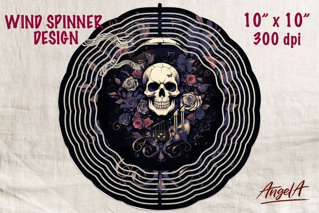 Skull wind spinner / gothic wind spinner sublimation, roses Sublimation Angelina Semenova 