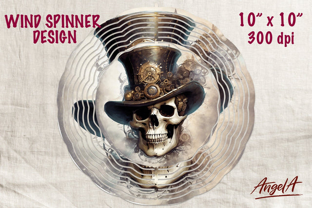 Skull wind spinner / skull sublimation / steampunk art Sublimation Angelina Semenova 