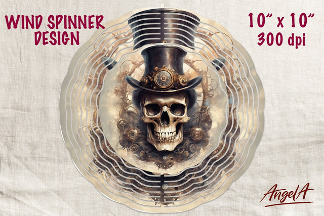 Skull wind spinner / skull sublimation / steampunk art Sublimation Angelina Semenova 