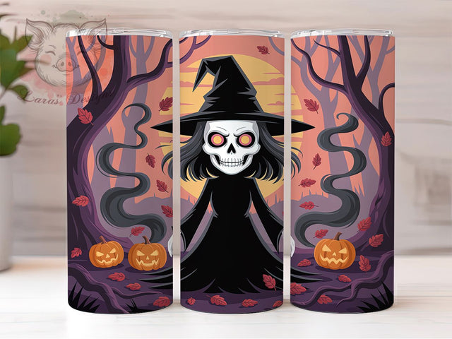 Skull Witch Gothic Halloween Tumbler, Ghostly Halloween Wrap, Spooky Witch Design, 20oz Sublimation Tumbler, Creepy Cute Drinkware, Gothic Halloween Wrap, Haunted Skull Tumbler Sublimation Lara' s Designs 