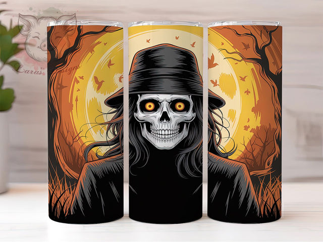 Skull Witch Gothic Halloween Tumbler, Ghostly Halloween Wrap, Spooky Witch Design, 20oz Sublimation Tumbler, Creepy Cute Drinkware, Gothic Halloween Wrap, Haunted Skull Tumbler Sublimation Lara' s Designs 
