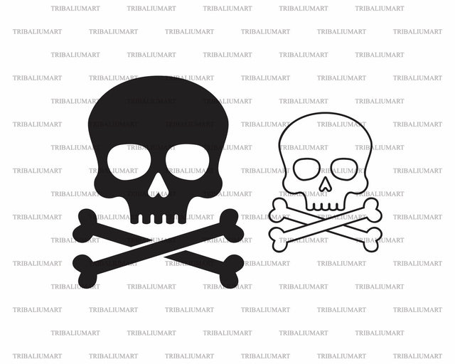 Skull with crossed bones (pirate symbol) SVG TribaliumArtSF 
