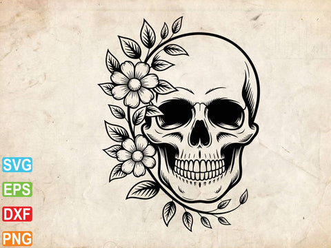 Skull With Flower Svg, Skull With Flower Clipart, Floral Lover Shirt SVG Creativeart88 