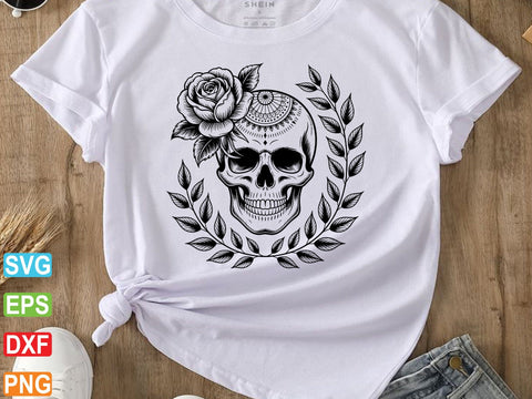 Skull With Flower Svg, Skull With Flower Clipart, Floral Lover Shirt SVG Creativeart88 