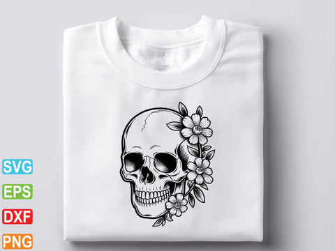 Skull With Flower Svg, Skull With Flower Clipart, Floral Lover Shirt SVG Creativeart88 