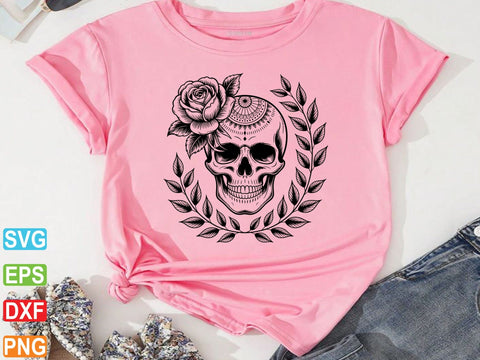 Skull With Flower Svg, Skull With Flower Clipart, Floral Lover Shirt SVG Creativeart88 