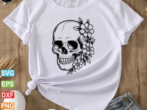 Skull With Flower Svg, Skull With Flower Clipart, Floral Lover Shirt SVG Creativeart88 