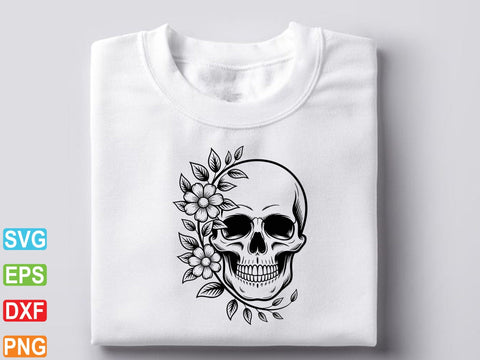 Skull With Flower Svg, Skull With Flower Clipart, Floral Lover Shirt SVG Creativeart88 