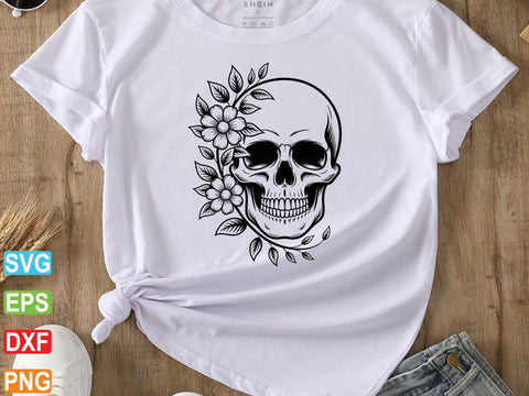 Skull With Flower Svg, Skull With Flower Clipart, Floral Lover Shirt SVG Creativeart88 