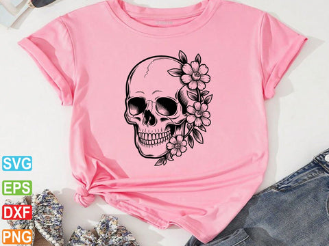 Skull With Flower Svg, Skull With Flower Clipart, Floral Lover Shirt SVG Creativeart88 