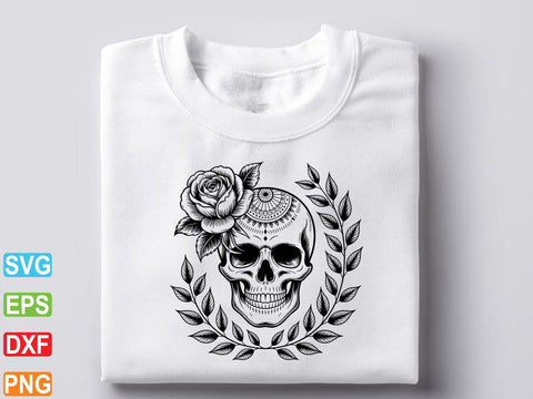 Skull With Flower Svg, Skull With Flower Clipart, Floral Lover Shirt SVG Creativeart88 