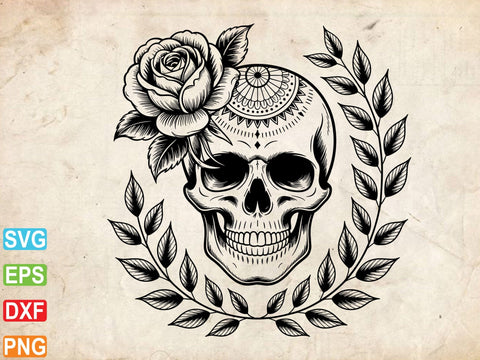 Skull With Flower Svg, Skull With Flower Clipart, Floral Lover Shirt SVG Creativeart88 