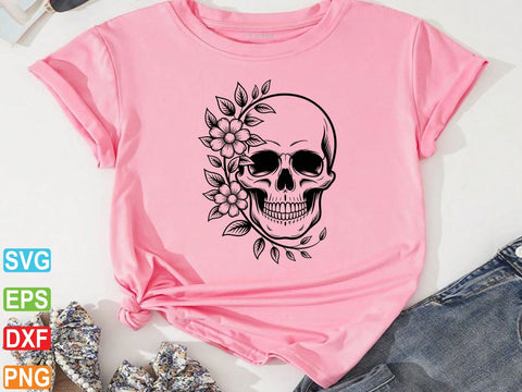 Skull With Flower Svg, Skull With Flower Clipart, Floral Lover Shirt SVG Creativeart88 