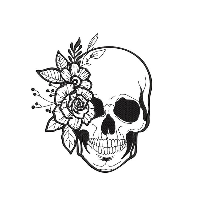 Skull with Flowers Embroidery Design, 3 sizes, Instant Download Embroidery/Applique DESIGNS Nino Nadaraia 
