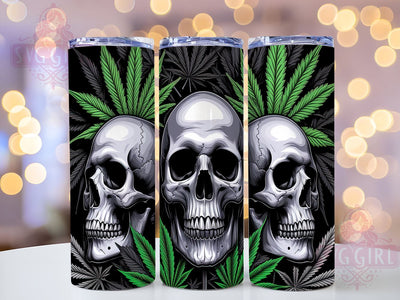 Skulls and Weed Tumbler Wrap, Cannabis Skull Design, 20oz Sublimation Wrap, Digital Download Tumbler, Edgy Drinkware, Unique Skull Art, Stoner Gift, Weed Lover Tumbler Design Sublimation SvggirlplusArt 