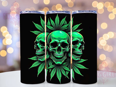 Skulls and Weed Tumbler Wrap, Cannabis Skull Design, 20oz Sublimation Wrap, Digital Download Tumbler, Edgy Drinkware, Unique Skull Art, Stoner Gift, Weed Lover Tumbler Design Sublimation SvggirlplusArt 