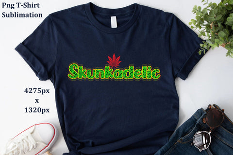 Skunkadelic - Cannabis Leaf Red Gold Green Sublimation Karma Genie Graphics 