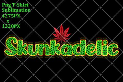 Skunkadelic - Cannabis Leaf Red Gold Green Sublimation Karma Genie Graphics 