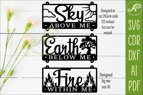 Sky Above Me Earth Below Me Fire Within Me Laser Cut SVG SVG APInspireddesigns 