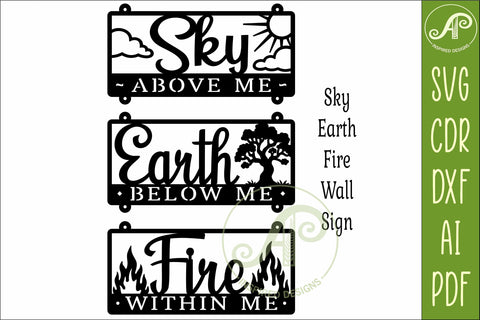 Sky Above Me Earth Below Me Fire Within Me Laser Cut SVG SVG APInspireddesigns 
