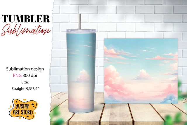 Sky tumbler sublimation. Watercolor design Sublimation Yustaf Art Store 