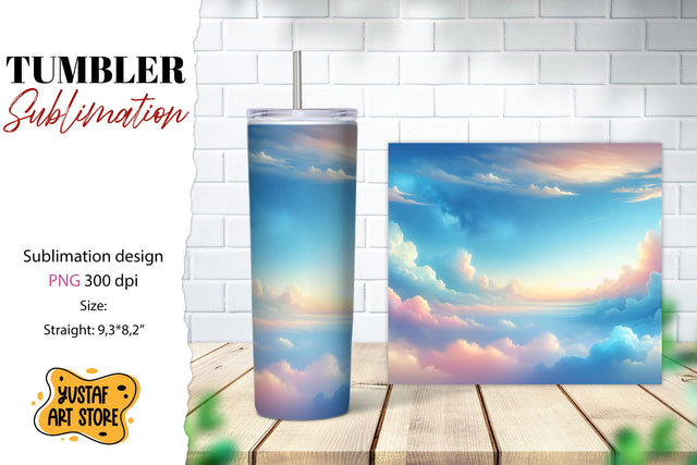 Sky tumbler sublimation. Watercolor design Sublimation Yustaf Art Store 