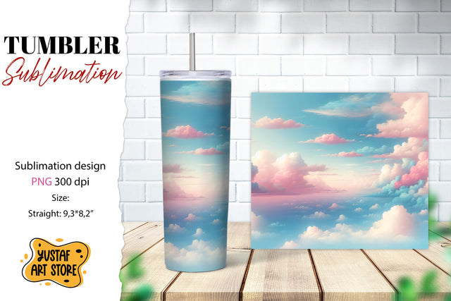 Sky tumbler sublimation. Watercolor design Sublimation Yustaf Art Store 