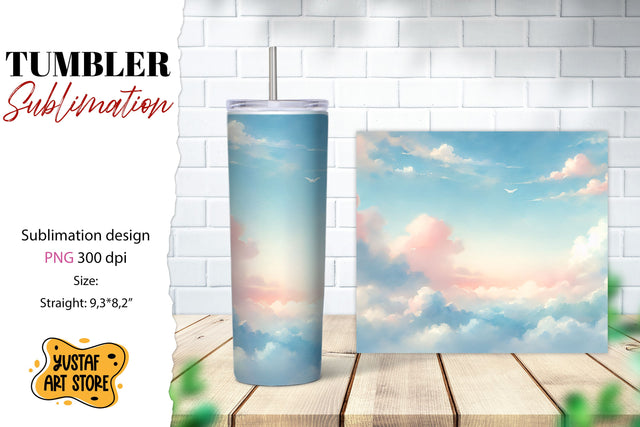 Sky tumbler sublimation. Watercolor design Sublimation Yustaf Art Store 