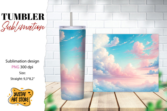 Sky tumbler sublimation. Watercolor design Sublimation Yustaf Art Store 