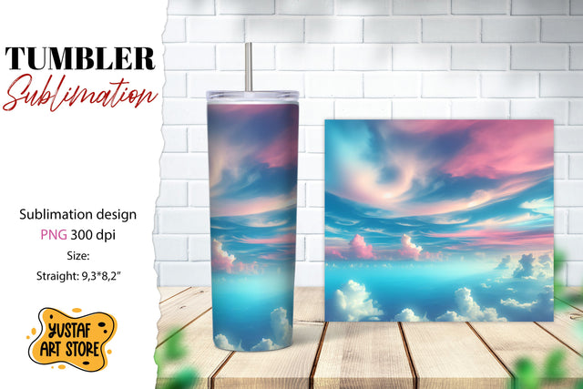 Sky tumbler sublimation. Watercolor design Sublimation Yustaf Art Store 