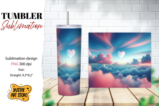 Sky tumbler sublimation. Watercolor design Sublimation Yustaf Art Store 