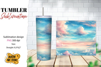 Sky tumbler sublimation. Watercolor design Sublimation Yustaf Art Store 