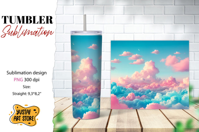 Sky tumbler sublimation. Watercolor design Sublimation Yustaf Art Store 