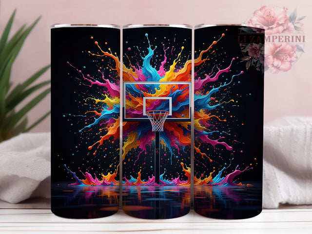 Slam Dunk Basketball Tumbler, Sports Wrap Design, 20oz Tumbler Sublimation, Slam Dunk Tumbler, Athletic Theme Sublimation, Court Style Wrap, Basketball Fan Tumbler Sublimation Li Zamperini 