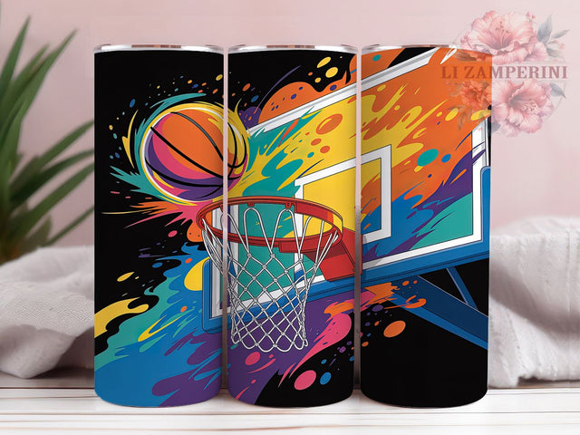 Slam Dunk Basketball Tumbler, Sports Wrap Design, 20oz Tumbler Sublimation, Slam Dunk Tumbler, Athletic Theme Sublimation, Court Style Wrap, Basketball Fan Tumbler Sublimation Li Zamperini 