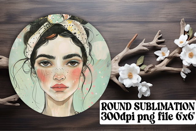 Sleek Watercolor Lady Ornament - Sublimation Keychain Sublimation afrosvg 